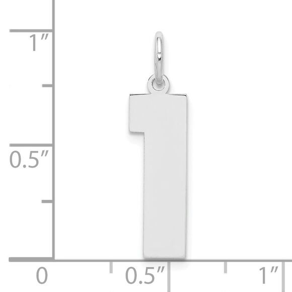 Sterling Silver, Athletic Collection, Large Polished Number 1 Pendant - Picture 4 of 5